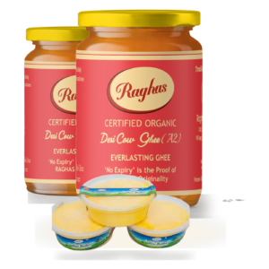 Raghas Dairy ghee and butter family pack with A2 desi cow ghee jars and butter
